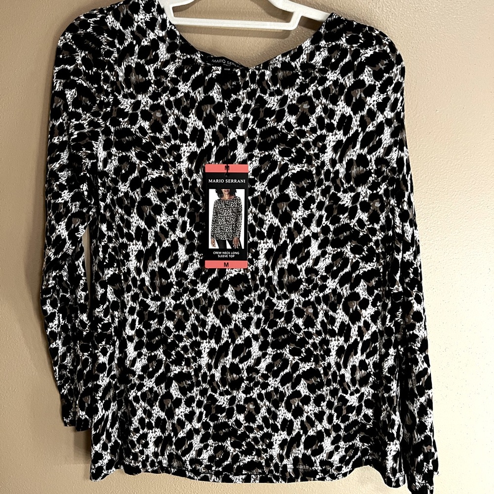 Mario Serrani Crew Neck Long Sleeves in Brown Leopard